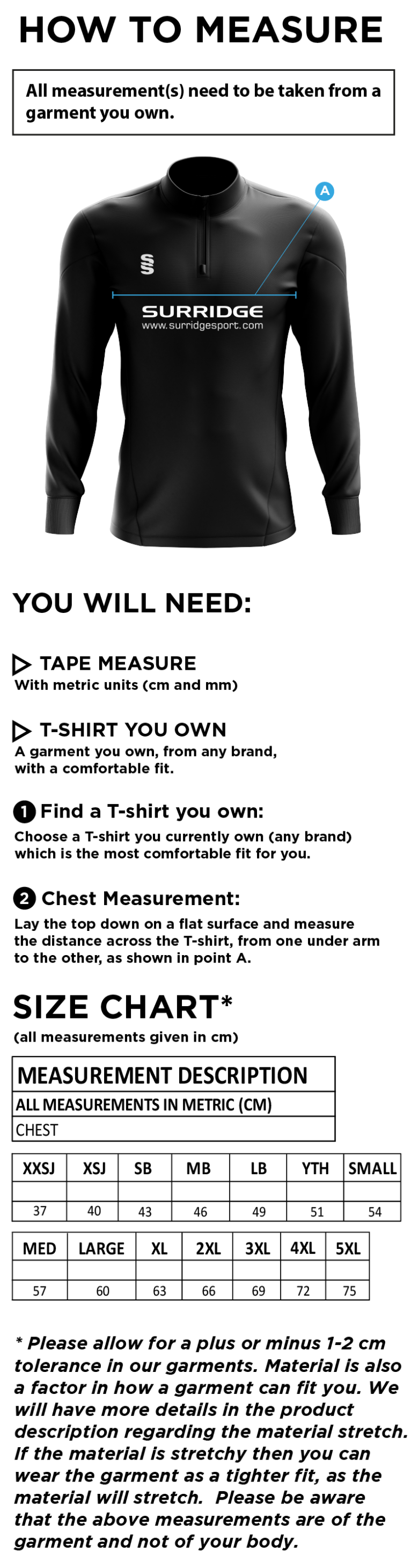 Crookhill Golf Club Women's Performance Top - Size Guide